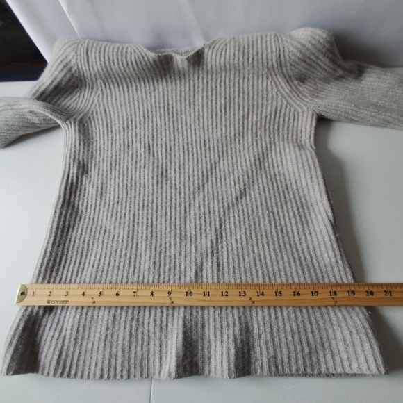 Theory Cashmere Blend Wool Sweater Size L Long Sleeve Ribbed Knit Pullover - Picture 7 of 12